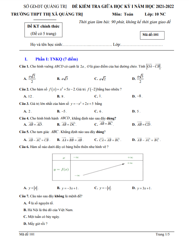 de thi giua hoc ki 1 hk1 lop 10 mon toan nam 2021 2022 truong thpt thi xa quang tri d