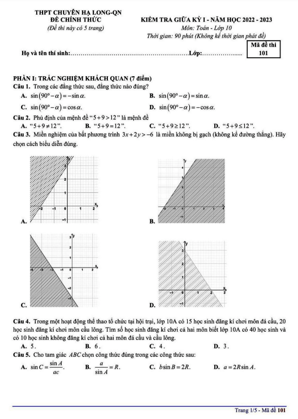 de thi giua hoc ki 1 hk1 lop 10 mon toan nam 2022 2023 truong thpt chuyen ha long quang ninh d