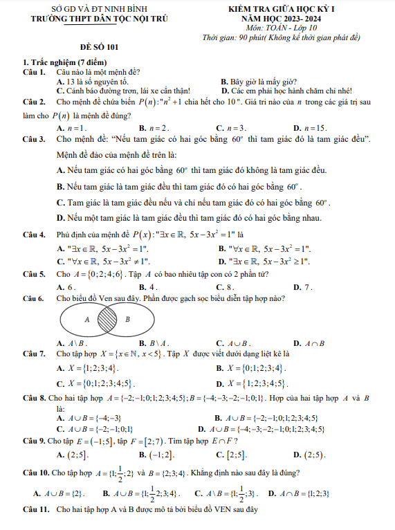 de thi giua hoc ki 1 hk1 lop 10 mon toan nam 2023 2024 truong thpt dtnt ninh binh d