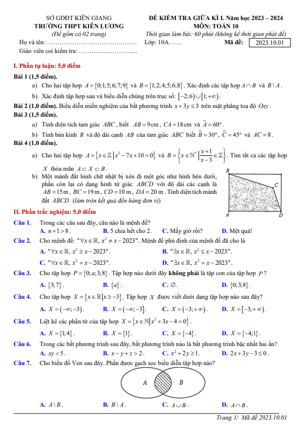 de thi giua hoc ki 1 hk1 lop 10 mon toan nam 2023 2024 truong thpt kien luong kien giang d