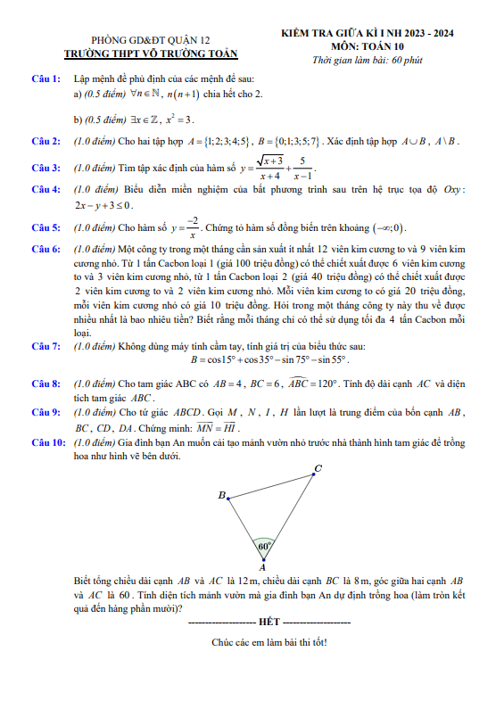 de thi giua hoc ki 1 hk1 lop 10 mon toan nam 2023 2024 truong thpt vo truong toan tp hcm d
