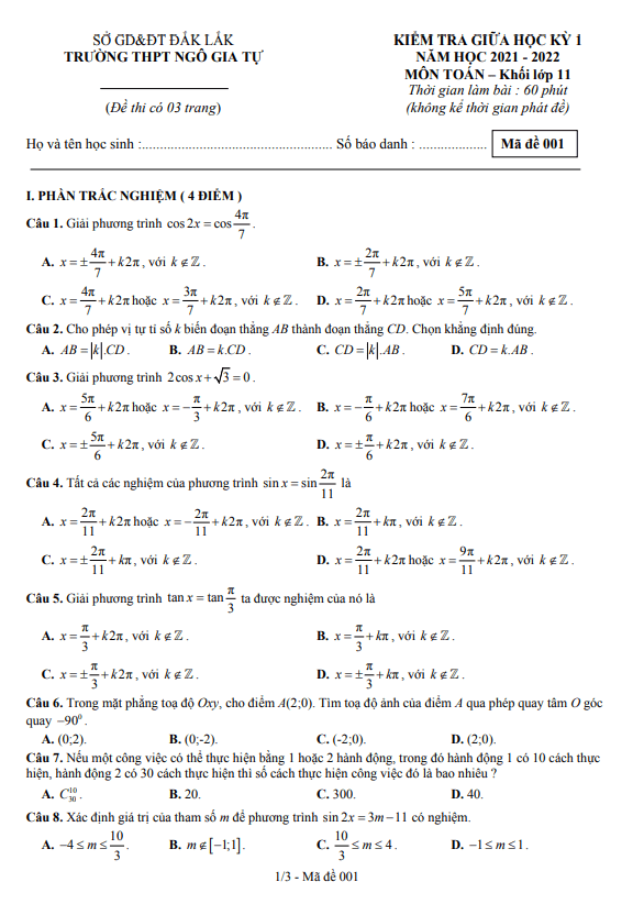 de thi giua hoc ki 1 hk1 lop 11 mon toan nam 2021 2022 truong thpt ngo gia tu dak lak d