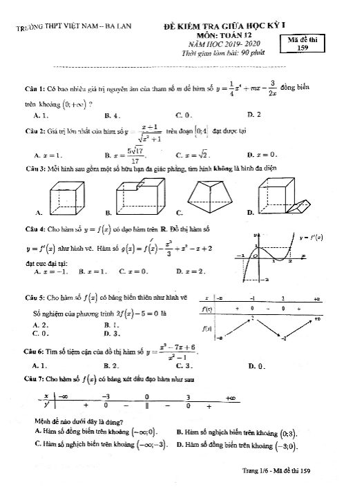 de thi giua hoc ki 1 hk1 lop 12 mon toan nam 2019 2020 truong viet nam ba lan ha noi d