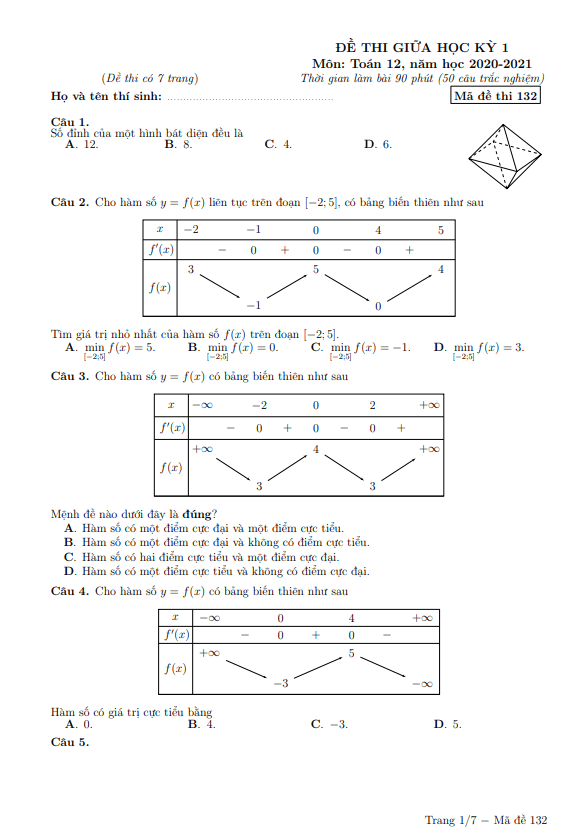 de thi giua hoc ki 1 hk1 lop 12 mon toan nam 2020 2021 truong nguyen thi minh khai ha noi d