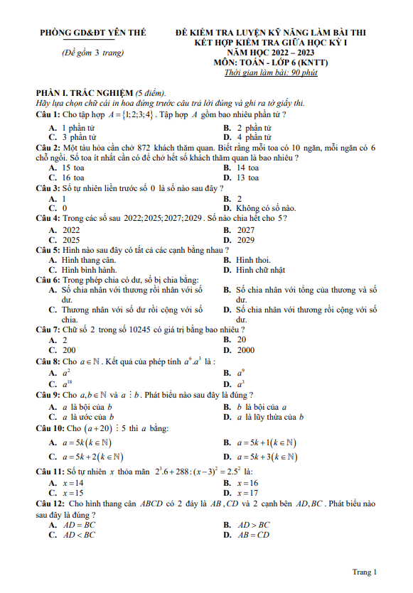 de thi giua hoc ki 1 hk1 lop 6 mon toan knttvcs nam 2022 2023 phong gd dt yen the bac giang d