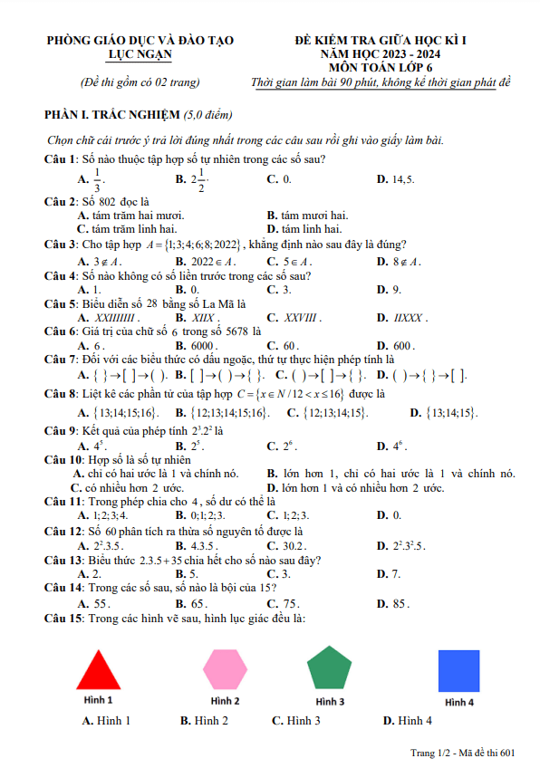 de thi giua hoc ki 1 hk1 lop 6 mon toan nam 2023 2024 phong gd dt luc ngan bac giang d