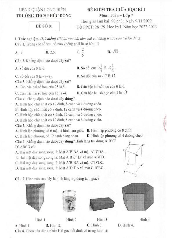 de thi giua hoc ki 1 hk1 lop 7 mon toan nam 2022 2023 truong thcs phuc dong ha noi d