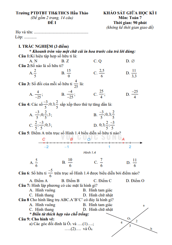 de thi giua hoc ki 1 hk1 lop 7 mon toan nam 2023 2024 truong th thcs hau thao lao cai d