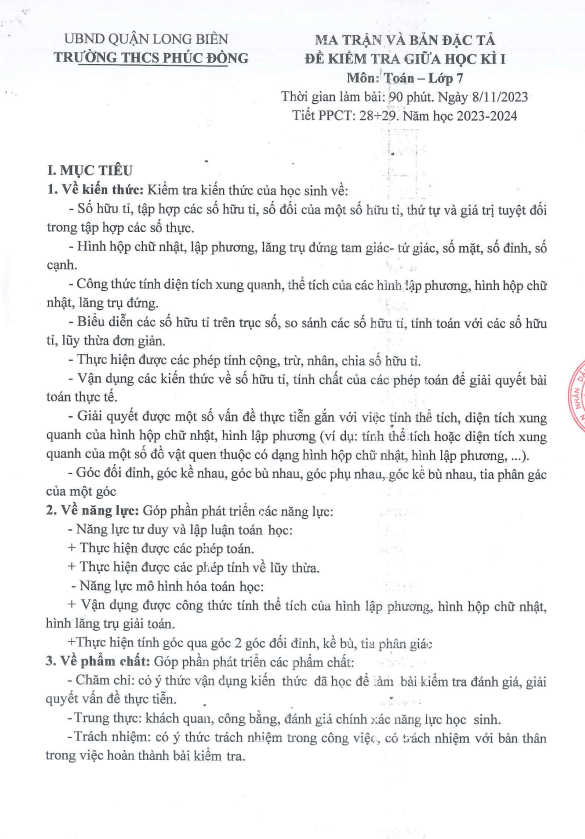 de thi giua hoc ki 1 hk1 lop 7 mon toan nam 2023 2024 truong thcs phuc dong ha noi d