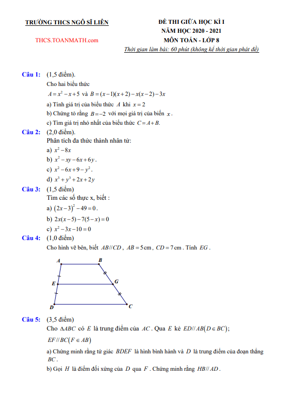 de thi giua hoc ki 1 hk1 lop 8 mon toan nam 2020 2021 truong thcs ngo si lien ha noi d