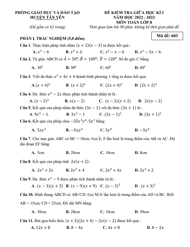 de thi giua hoc ki 1 hk1 lop 8 mon toan nam 2022 2023 phong gd dt tan yen bac giang d