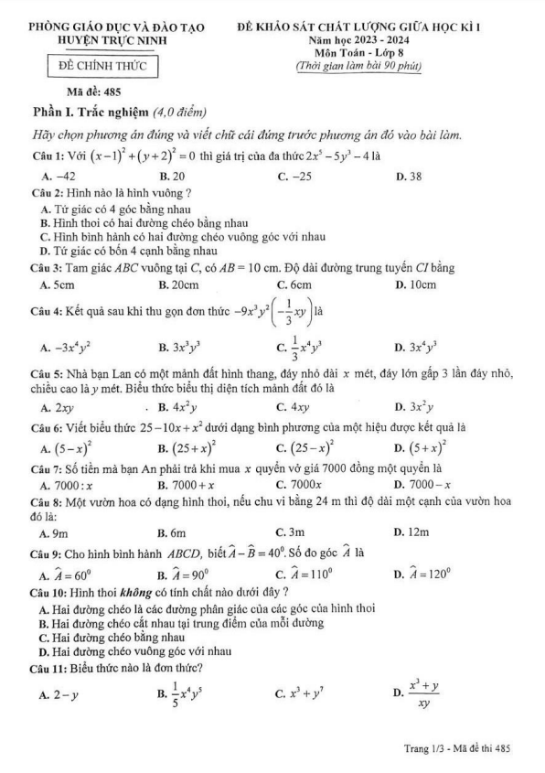 de thi giua hoc ki 1 hk1 lop 8 mon toan nam 2023 2024 phong gd dt truc ninh nam dinh d