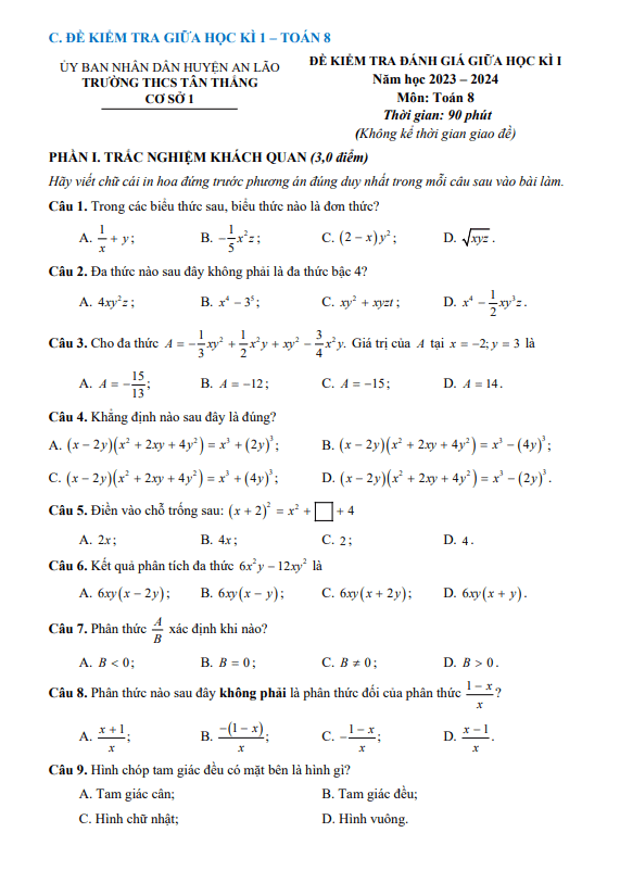 de thi giua hoc ki 1 hk1 lop 8 mon toan nam 2023 2024 truong thcs tan thang hai phong d