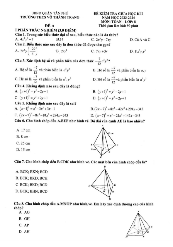 de thi giua hoc ki 1 hk1 lop 8 mon toan nam 2023 2024 truong thcs vo thanh trang tp hcm d