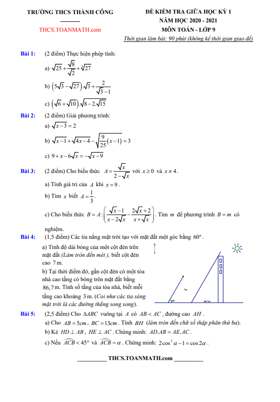 de thi giua hoc ki 1 hk1 lop 9 mon toan nam 2020 2021 truong thcs thanh cong ha noi d