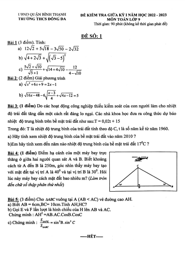 de thi giua hoc ki 1 hk1 lop 9 mon toan nam 2022 2023 truong thcs dong da tp hcm d