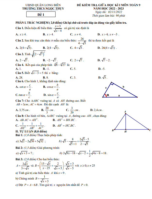 de thi giua hoc ki 1 hk1 lop 9 mon toan nam 2022 2023 truong thcs ngoc thuy ha noi d