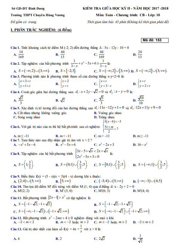 de thi giua hoc ki 2 hk2 lop 10 mon toan cb nam 2017 2018 truong chuyen hung vuong binh duong d