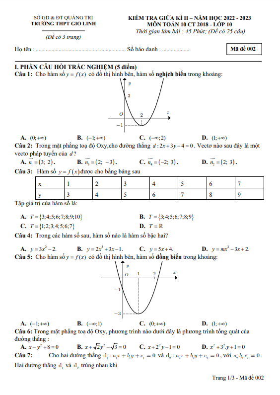 de thi giua hoc ki 2 hk2 lop 10 mon toan nam 2022 2023 truong thpt gio linh quang tri d