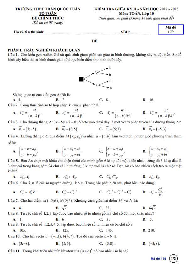 de thi giua hoc ki 2 hk2 lop 10 mon toan nam 2022 2023 truong thpt tran quoc tuan kon tum d