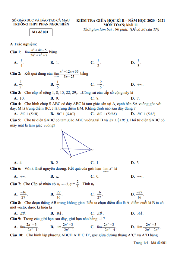 de thi giua hoc ki 2 hk2 lop 11 mon toan nam 2020 2021 truong phan ngoc hien ca mau d