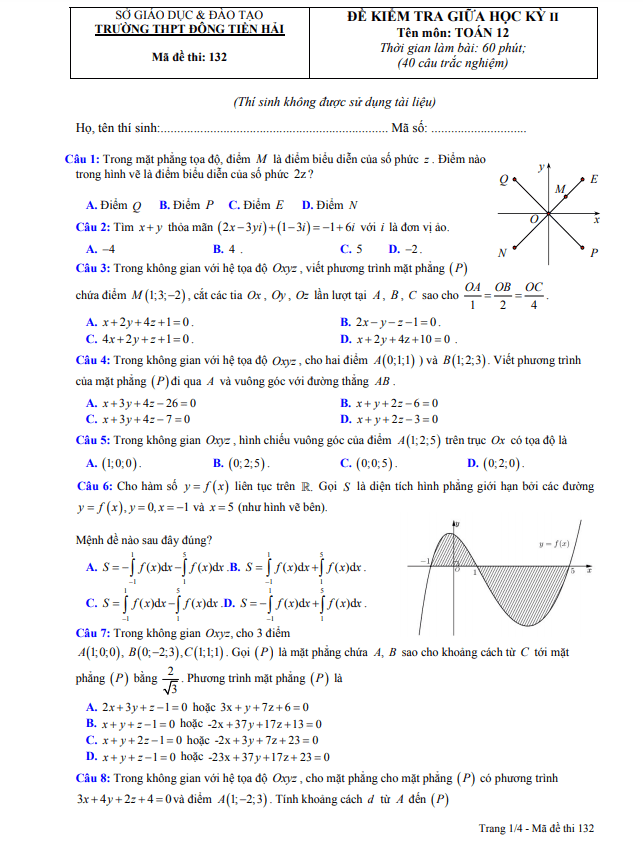 de thi giua hoc ki 2 hk2 lop 12 mon toan nam 2020 2021 truong dong tien hai thai binh d