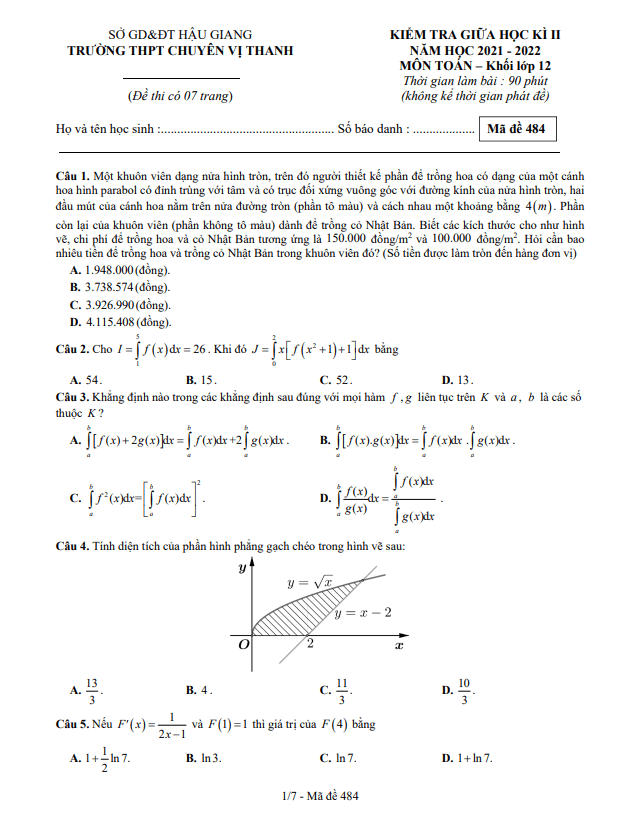 de thi giua hoc ki 2 hk2 lop 12 mon toan nam 2021 2022 truong chuyen vi thanh hau giang d