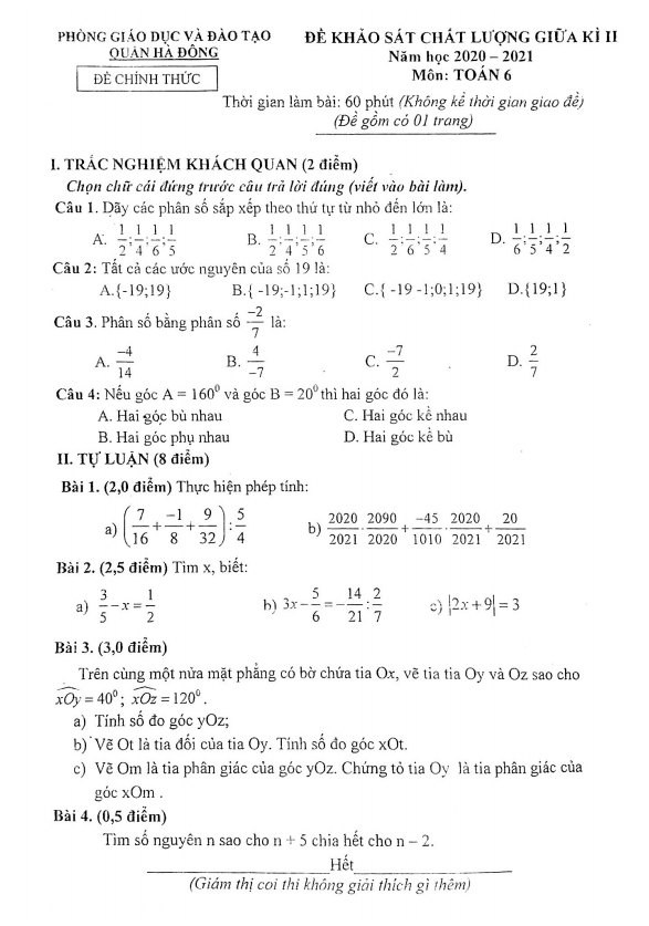de thi giua hoc ki 2 hk2 lop 6 mon toan nam 2020 2021 phong gd dt ha dong ha noi d