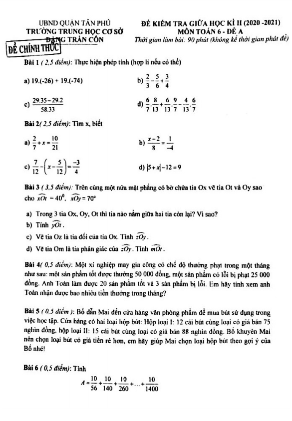 de thi giua hoc ki 2 hk2 lop 6 mon toan nam 2020 2021 truong dang tran con tp hcm d