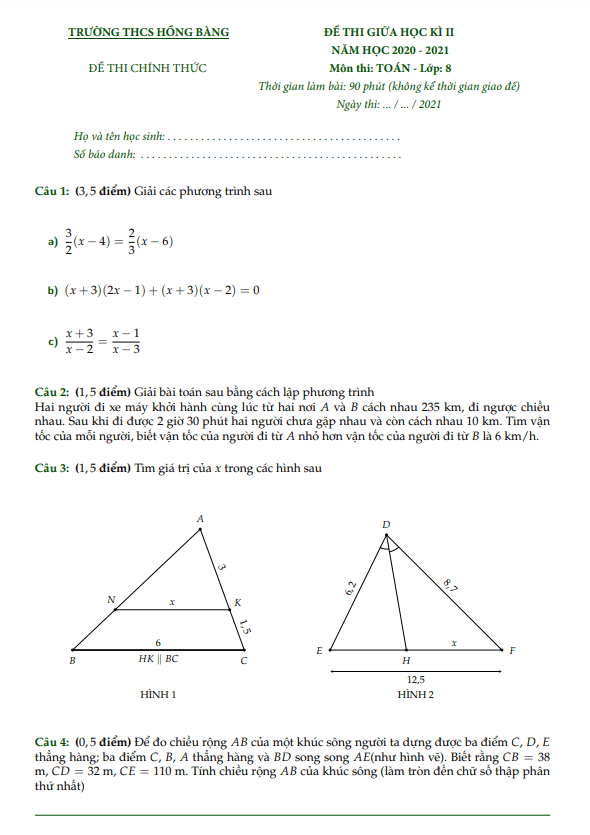 de thi giua hoc ki 2 hk2 lop 8 mon toan nam 2020 2021 truong thcs hong bang tp hcm d