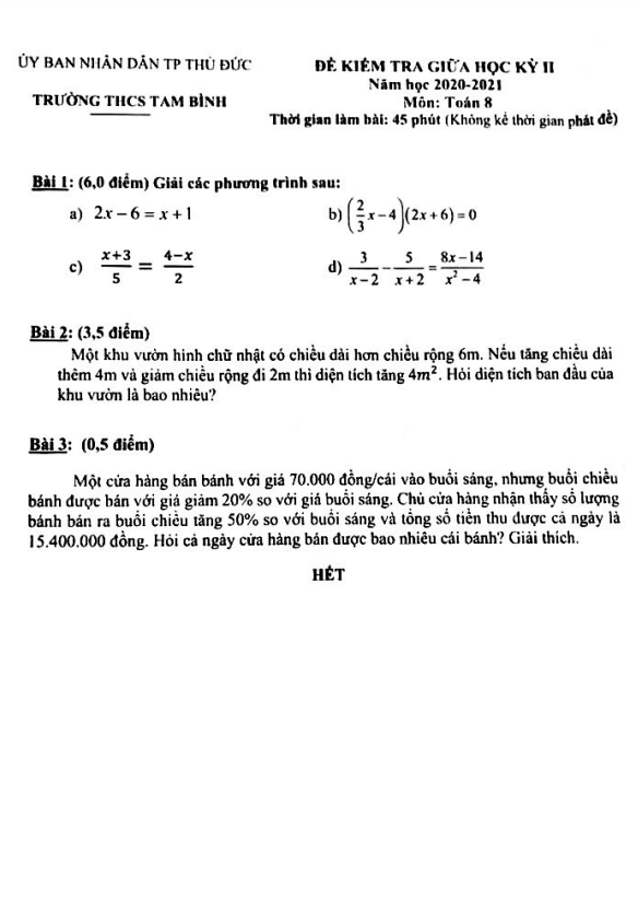de thi giua hoc ki 2 hk2 lop 8 mon toan nam 2020 2021 truong thcs tam binh tp hcm d