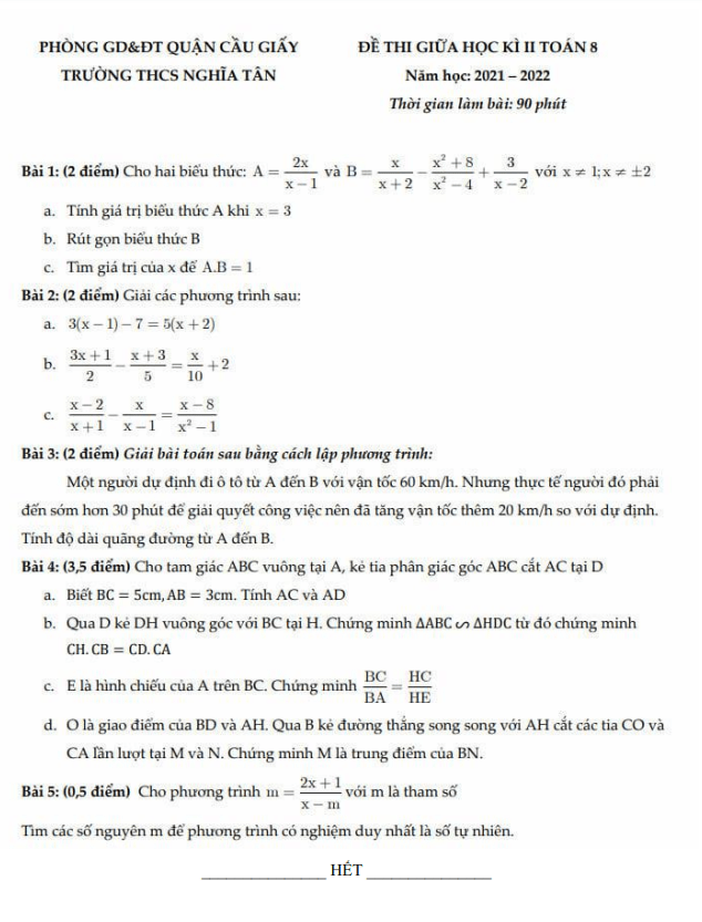 de thi giua hoc ki 2 hk2 lop 8 mon toan nam 2021 2022 truong thcs nghia tan ha noi d