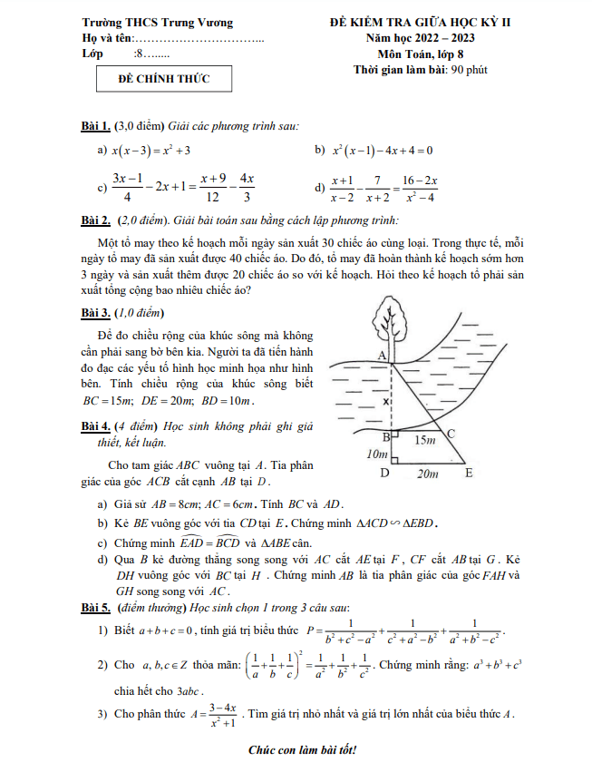de thi giua hoc ki 2 hk2 lop 8 mon toan nam 2022 2023 truong thcs trung vuong ha noi d