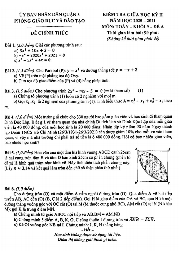 de thi giua hoc ki 2 hk2 lop 9 mon toan nam 2020 2021 phong gd dt quan 3 tp hcm d