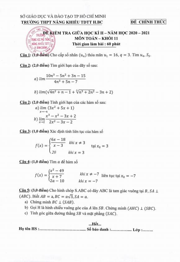 de thi gk2 lop 11 mon toan nam 2020 2021 truong nang khieu tdtt binh chanh tp hcm d