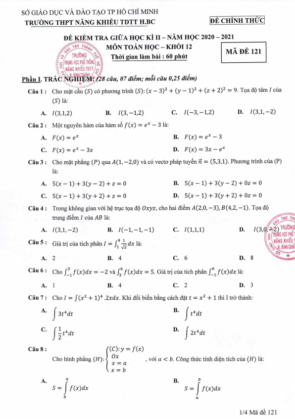 de thi gk2 lop 12 mon toan nam 2020 2021 truong nang khieu tdtt binh chanh tp hcm d