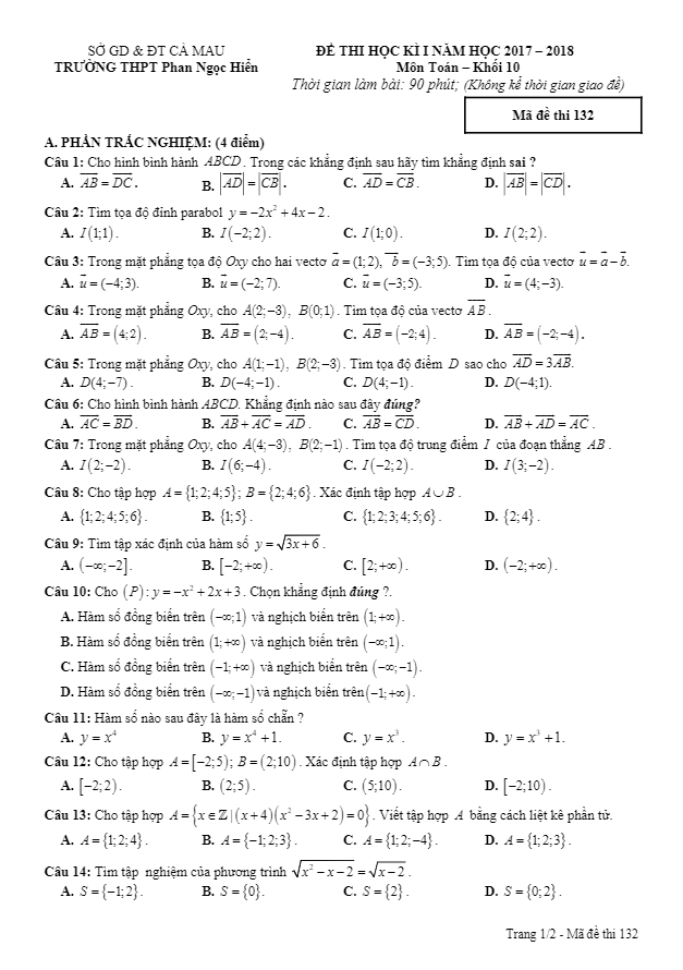 de thi hoc ki 1 hk1 lop 10 mon toan nam hoc 2017 2018 truong thpt phan ngoc hien ca mau d