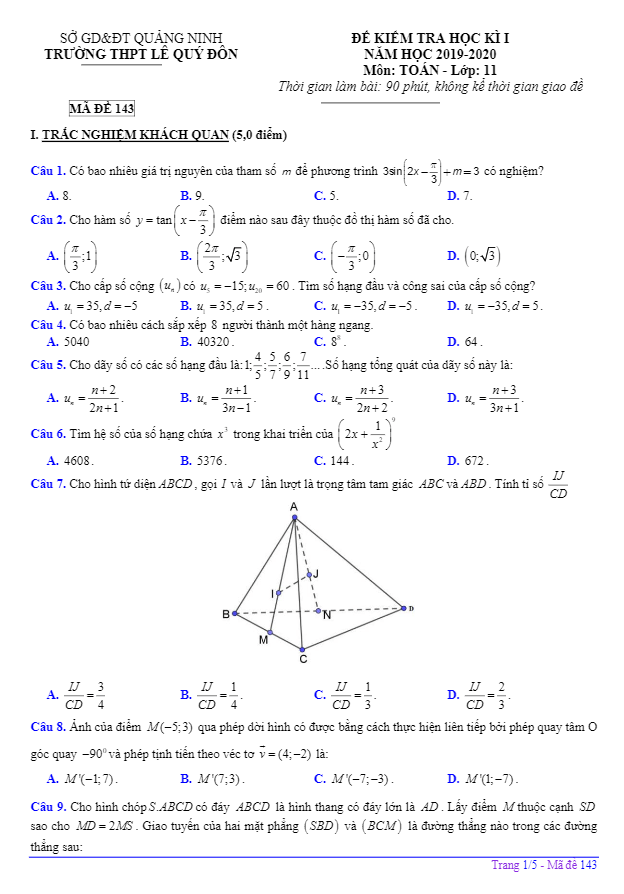Đề thi học kì 1 (HK1) lớp 11 môn Toán năm 2019 2020 trường THPT Lê Quý Đôn Quảng Ninh 2 de thi hoc ki 1 hk1 lop 11 mon toan nam 2019 2020 truong thpt le quy don quang ninh d