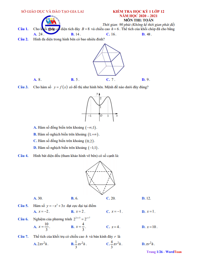Đề thi học kì 1 (HK1) lớp 12 môn Toán năm học 2020 2021 sở GD ĐT Gia Lai 2 de thi hoc ki 1 hk1 lop 12 mon toan nam hoc 2020 2021 so gd dt gia lai d
