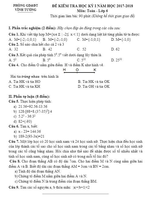 de thi hoc ki 1 hk1 lop 6 mon toan nam hoc 2017 2018 phong gd va dt vinh tuong vinh phuc d