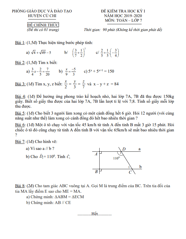 de thi hoc ki 1 hk1 lop 7 mon toan nam 2019 2020 phong gd dt cu chi tp hcm d
