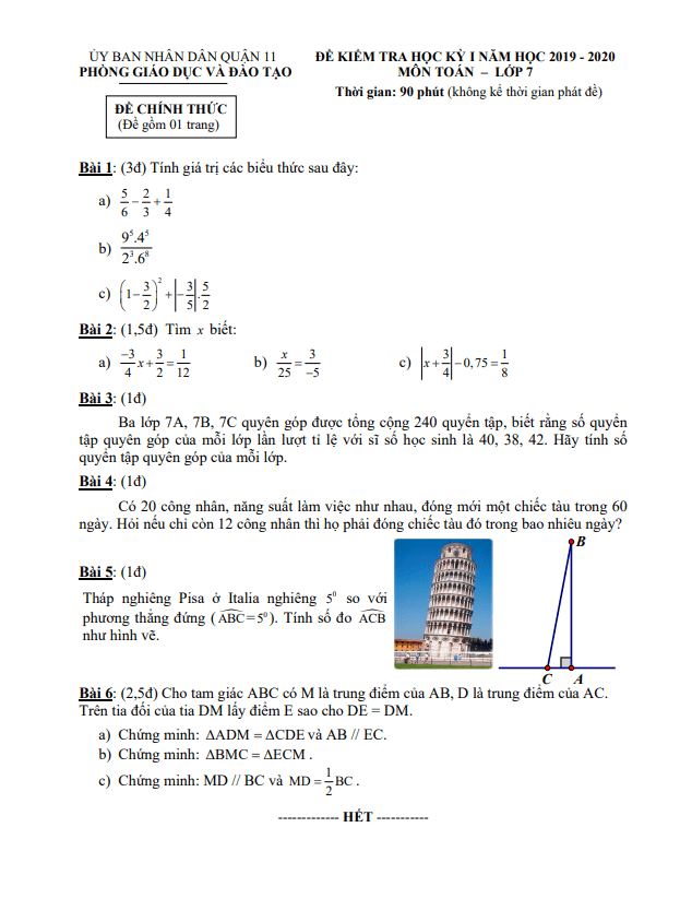 Đề thi học kì 1 (HK1) lớp 7 môn Toán năm 2019 2020 phòng GD ĐT Quận 11 TP HCM 2 de thi hoc ki 1 hk1 lop 7 mon toan nam 2019 2020 phong gd dt quan 11 tp hcm d
