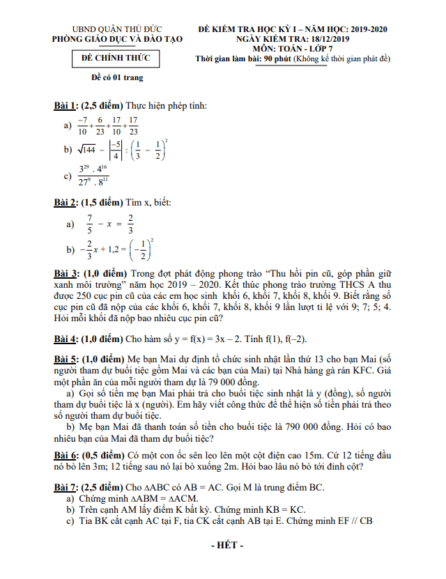 de thi hoc ki 1 hk1 lop 7 mon toan nam 2019 2020 phong gd dt thu duc tp hcm d