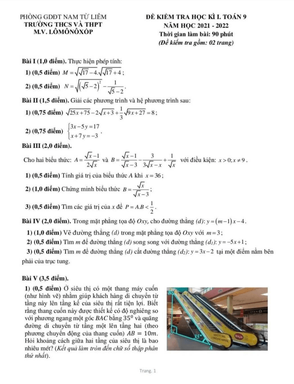 de thi hoc ki 1 hk1 toan 9 nam 2021 2022 truong m v lomonoxop ha noi d