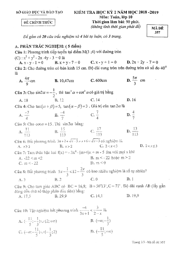 de thi hoc ki 2 hk2 lop 10 mon toan nam 2018 2019 so gd dt binh duong d