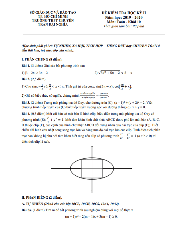 de thi hoc ki 2 hk2 lop 10 mon toan nam 2019 2020 truong chuyen tran dai nghia tp hcm d