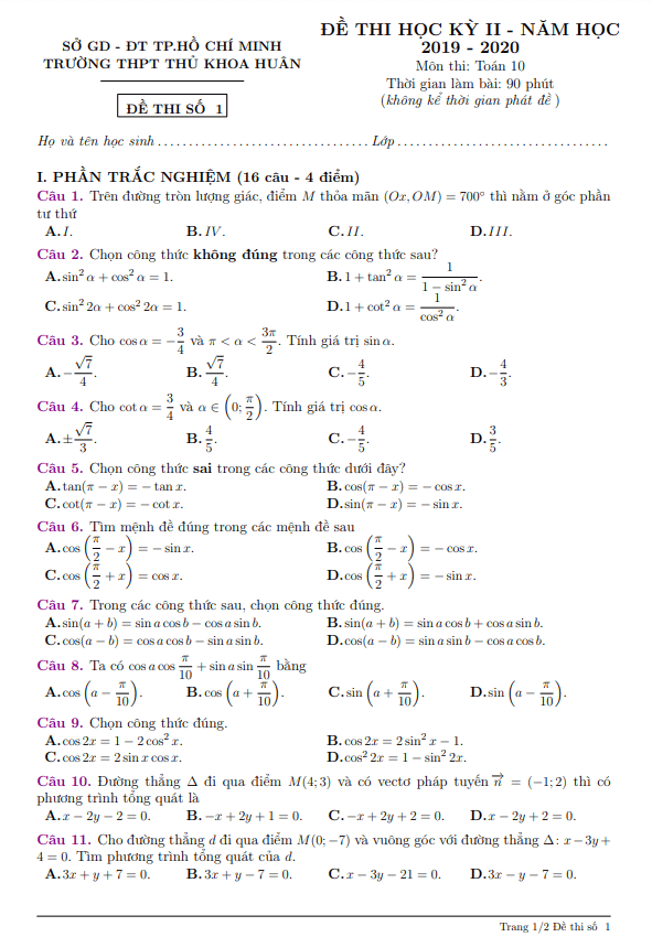 de thi hoc ki 2 hk2 lop 10 mon toan nam 2019 2020 truong thpt thu khoa huan tp hcm d