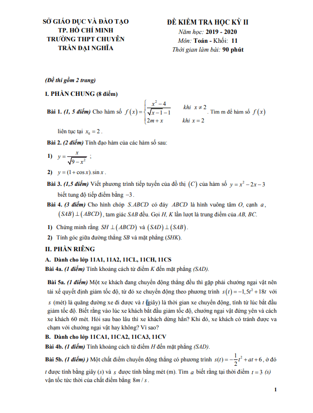 de thi hoc ki 2 hk2 lop 11 mon toan nam 2019 2020 truong chuyen tran dai nghia tp hcm d