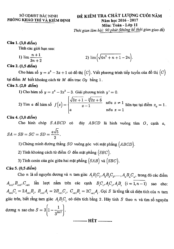 Đề thi học kì 2 (HK2) lớp 11 môn Toán năm học 2016 2017 sở GD và ĐT Bắc Ninh 6 de thi hoc ki 2 hk2 lop 11 mon toan nam hoc 2016 2017 so gd va dt bac ninh d
