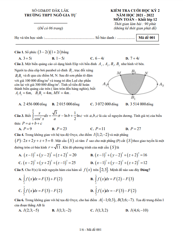 de thi hoc ki 2 hk2 lop 12 mon toan nam 2021 2022 truong thpt ngo gia tu dak lak d